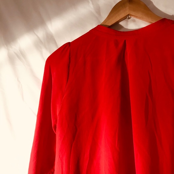 Madewell red long sleeve tunic blouse - Picture 10 of 13